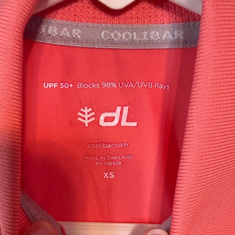 Coolibar David Leadbetter Golf Polo Long Sleeve UPF 50+ Coral Pink XS NEW - Picture 2 of 7